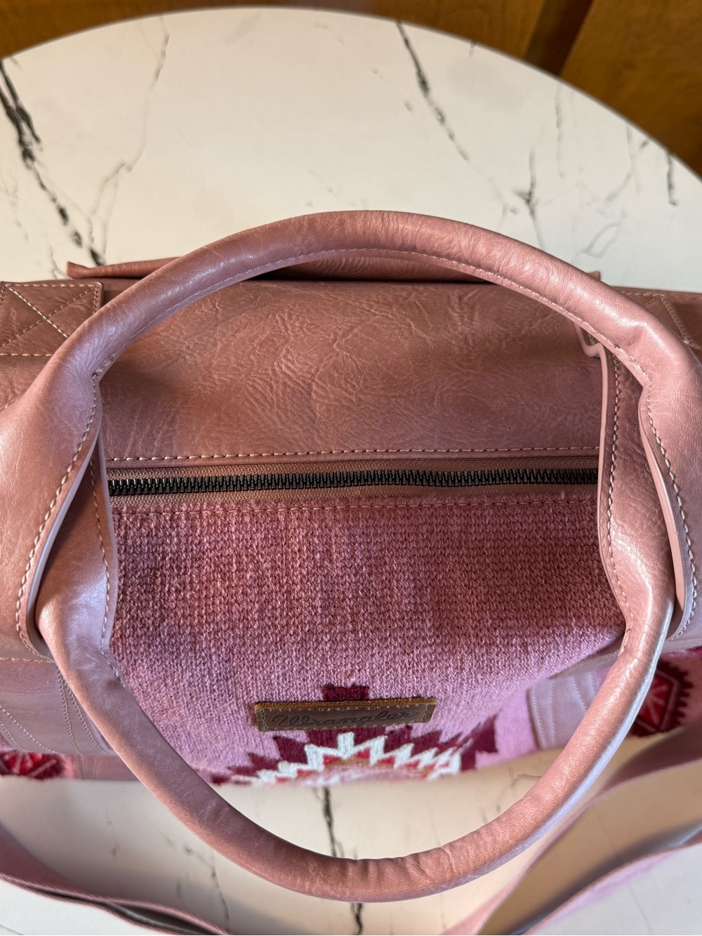 Wrangler Pink Aztec tapestry Duffle weekender bag Montana West - Picture 7 of 11
